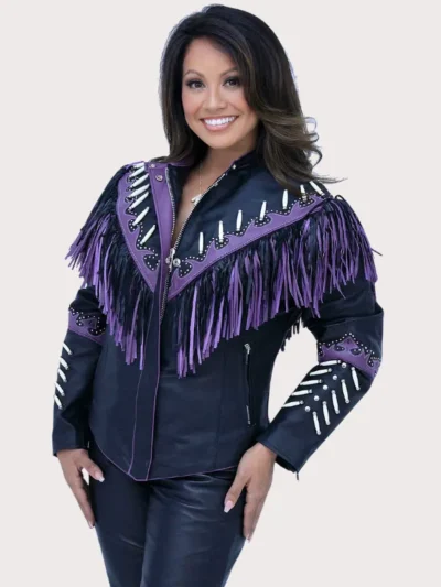 Purple Fringe Leather Jacket