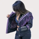 Purple Fringe Leather Jacket