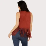 Rock & Roll Denim Women's Faux Suede Studded Fringe Vest