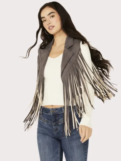 Saints & Hearts Women's Contrast Fringe Faux Suede Vest