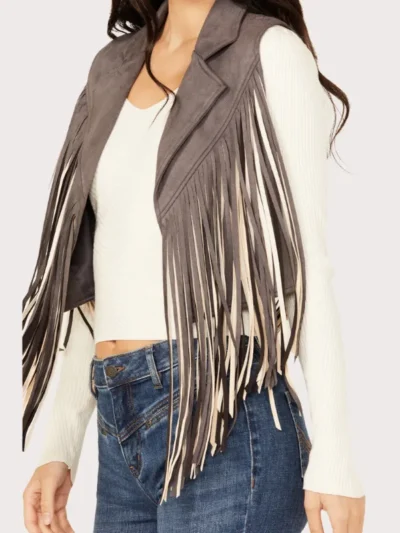 Saints & Hearts Women's Contrast Fringe Faux Suede Vest