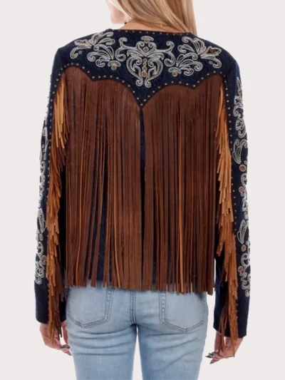 Scully Women's Embroidered Studded Fringe Jacket