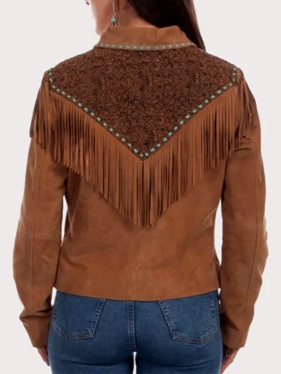 Scully Women's Leather Zip Front Fringe Jacket