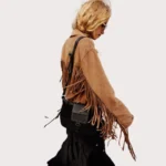 Tan Fringe Suede Leather Jacket