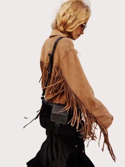 Tan Fringe Suede Leather Jacket