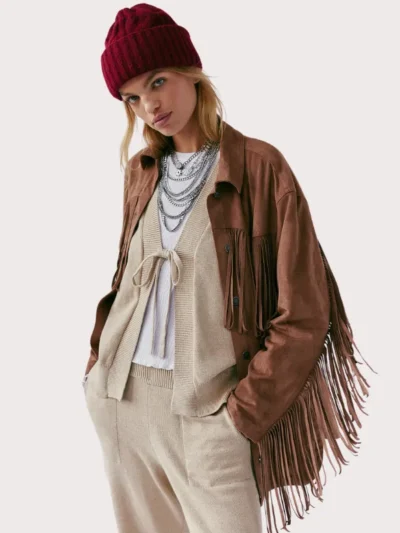 Tan Fringe Suede Leather Jacket
