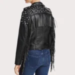 Women Black Studded Biker Leather Jacket
