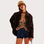 Women Brown Fringe Suede Jacket