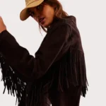 Women Brown Fringe Suede Jacket