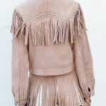 Women Studded Fringe Leather Jacket