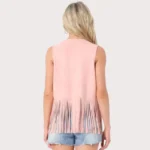 Women's 70s Western Open Front Faux Suede Fringe Vest