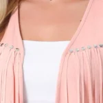 Women's 70s Western Open Front Faux Suede Fringe Vest