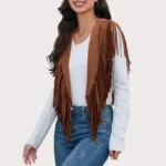 Women's Fringe Vest 70s western Hippie Suede Sleeveless Costume Fringe Waistcoat