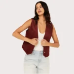 Wrangler Women's Corduroy Slim Fit Button-Down Vest