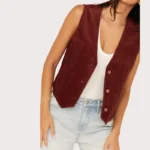 Wrangler Women's Corduroy Slim Fit Button-Down Vest