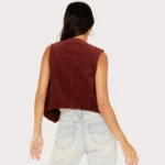 Wrangler Women's Corduroy Slim Fit Button-Down Vest